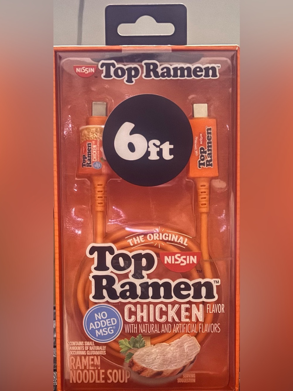 🛍️$13 Nissin Top Ramen 6ft Chicken Flavor Orange Charging Cable